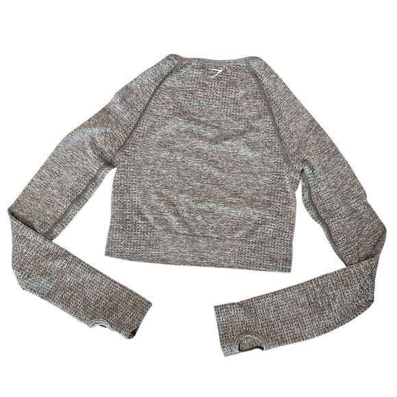 Gymshark Vital Seamless Women’s XS Heather Gray Round Neck Crop Top Thumbholes - Picture 4 of 12
